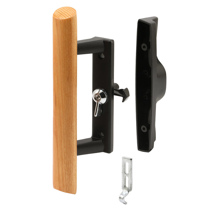 Ensemble de poignées de porte coulissante Prime-Line, poignée en bois, aluminium moulé sous pression, peint en noir (paquet de 1)