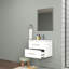 Ensemble de meuble-lavabo mural 24 po avec lavabo et miroir, deux tiroirs, lavabo en céramique, structure en aluminium, assemblage facile, métal à poignée longue, 2 tiroirs de rangement-125515321