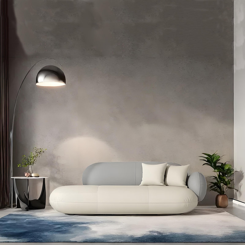 Méridienne moderne et créative, Blanc cassé/gris, Orienté à droite