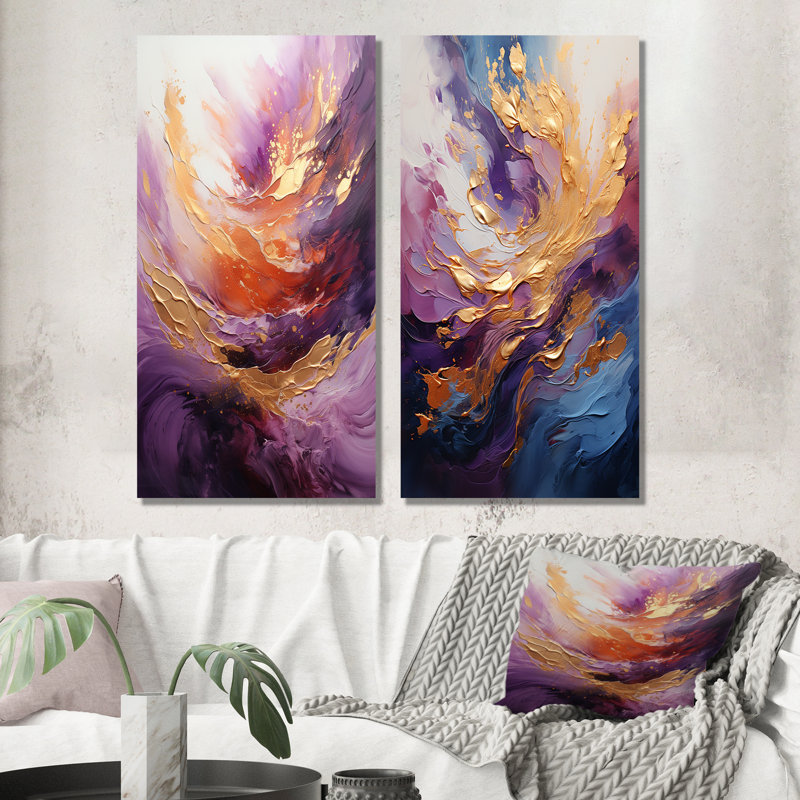 Ensemble de salon Golden Fushia Surge, H 28 po x l 25 po, Toile tendue