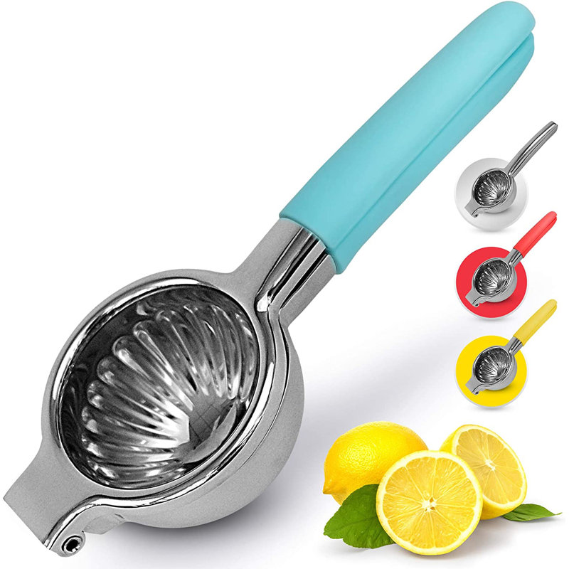 Zulay Kitchen Stainless Steel Lemon Squeezer Manual Citrus Press Juicer and Lime Squeezer, Sky Blue