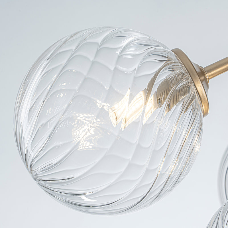 Plafonnier semi-encastré 5 lumières Spoutnik Globe, Clair, Gelé