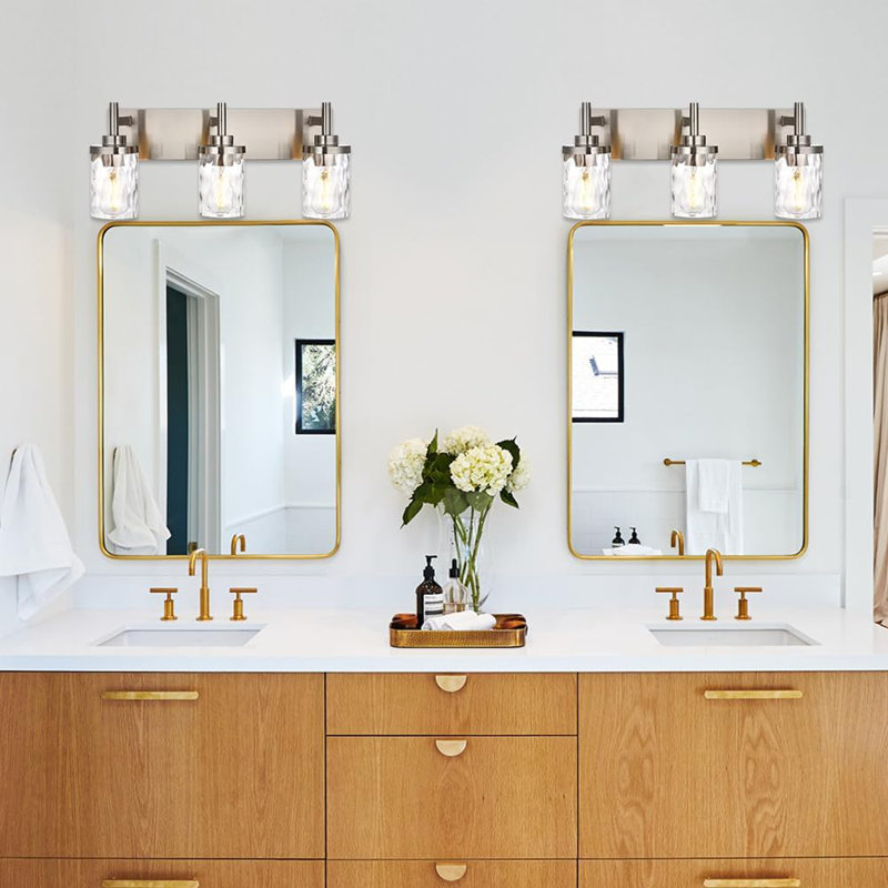 Luminaire de meuble-lavabo Modern, H 7,8 po x l 30,1 po x P 7,4 po, 6 lumières, Nickel brossé