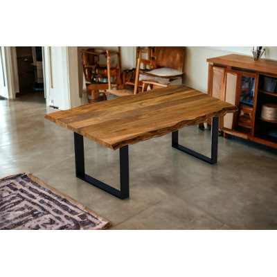 Gephart 68" Brown And Black Solid Wood Dining Table