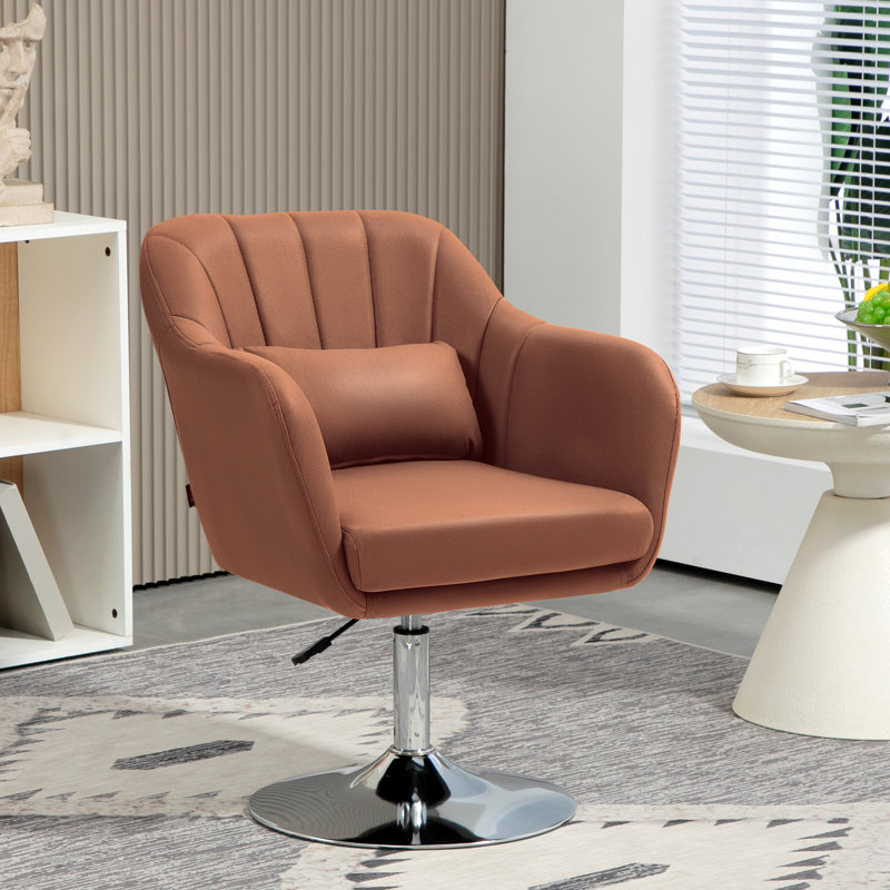 Upholstered Accent Chair, Brown Microfiber