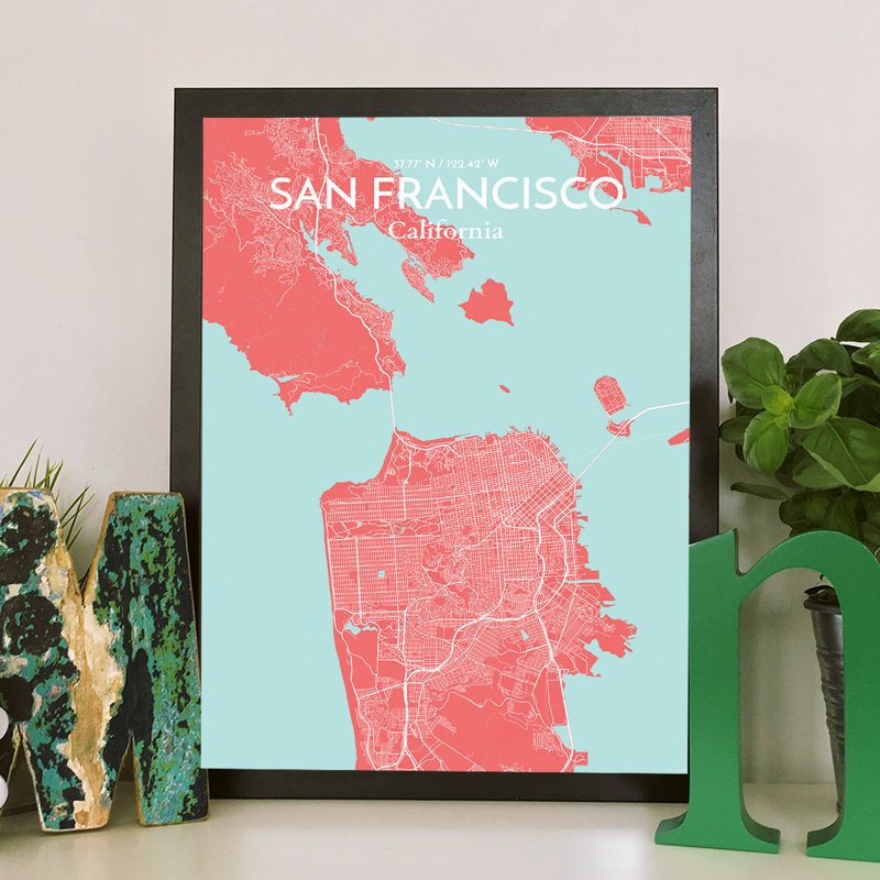 San Francisco City Map - No Frame Print, 70cm H x 50cm W x 0.13cm D