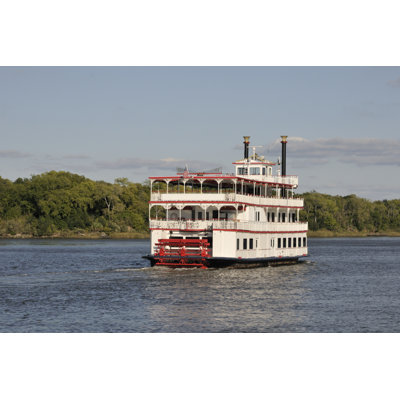 Paddle Wheel Steamboat On River by Landbysea - No Frame Art Prints on Canvas