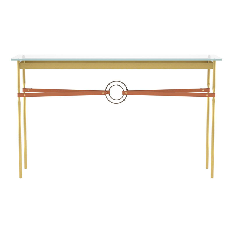 Console Equus, Laiton moderne, Bronze, Cuir noir
