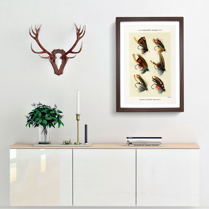 Salmon Fishing Flies Version 3 by Mary Orvis Marbury - Framed Print, 76cm H x 50cm W x 2cm D, Walnut