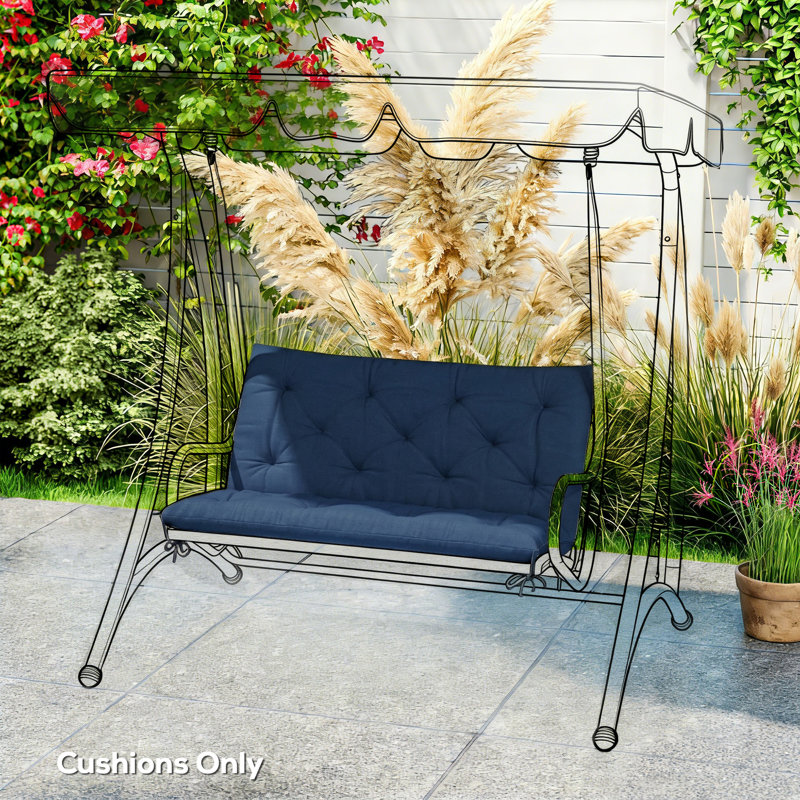 Outdoor Seat Cushion, Blue, 100 cm W x 98 cm D, 8 cm