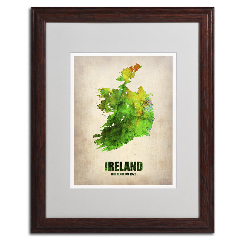 « ireland aquarelle map », impression encadrée sur toile, H 20 po x l 16 po x P 0,5 po, Noir