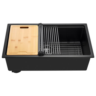 Évier de cuisine encastré 30 po en granite à cuve simple encastrable pour bar pour véhicule récréatif