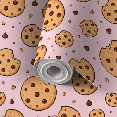 Papier peint auto-adhésif à peler et coller avec des biscuits aux pépites de chocolat pour une bande de tissu imprimé auto-adhésif et amovible 24 po x 118 po (60 x 300 cm)