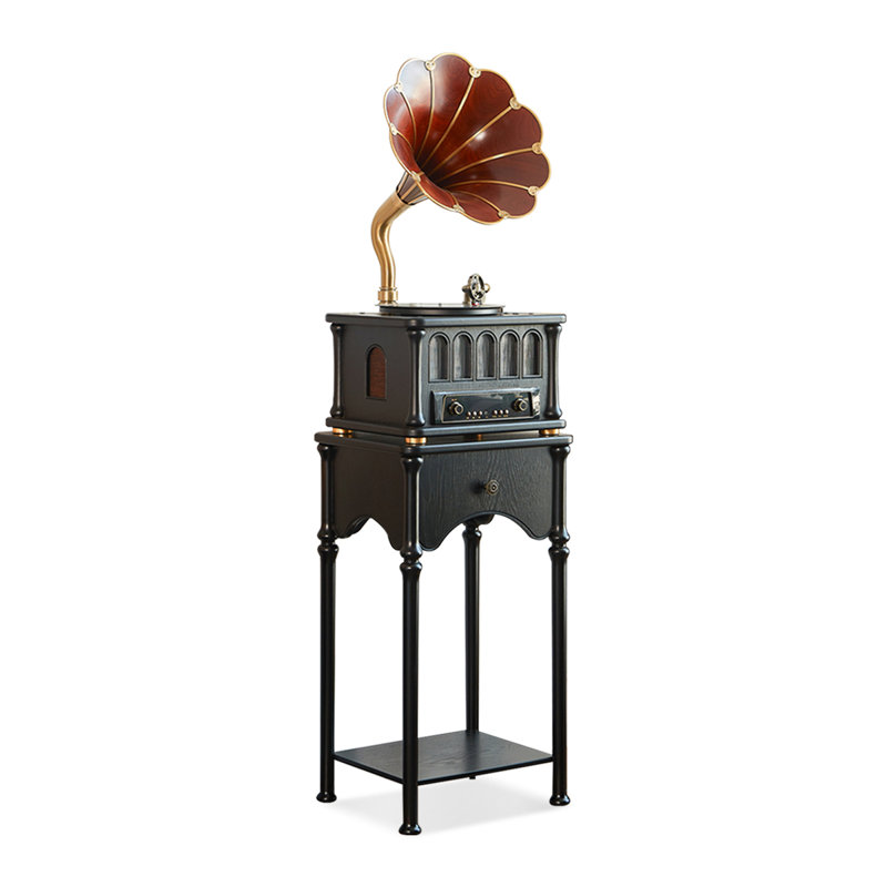 Lecteurs média noirs et en bois manufacturé noir et marron, Noir / marron