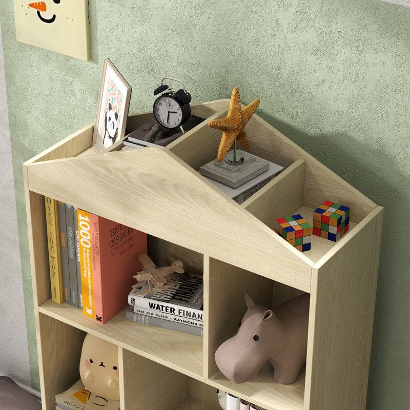 Bibliothèque pour enfants et rangement pour jouets Qaba, étagère à jouets pour 4 casiers, bibliothèque Montessori avec tablettes supérieures pour salle de jeux, chambre d'enfant, salon, jardin d'enfants, blanc