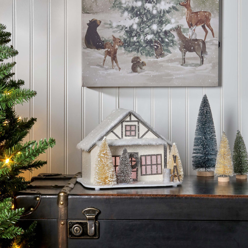 10" LED Cardboard Ski Chalet