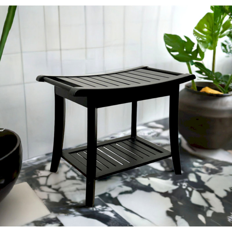 Mitch 23.75" W Bamboo Spa Style Bench, Matte Black