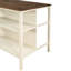 Table de salle à manger rustique et îlot de cuisine, bois massif, 2 places, tablettes ouvertes, noyer + bois blanc crème avec plateau de table 45 po x 27 po, couleur