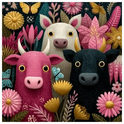 Whimsical Cows And Flowers Comforter