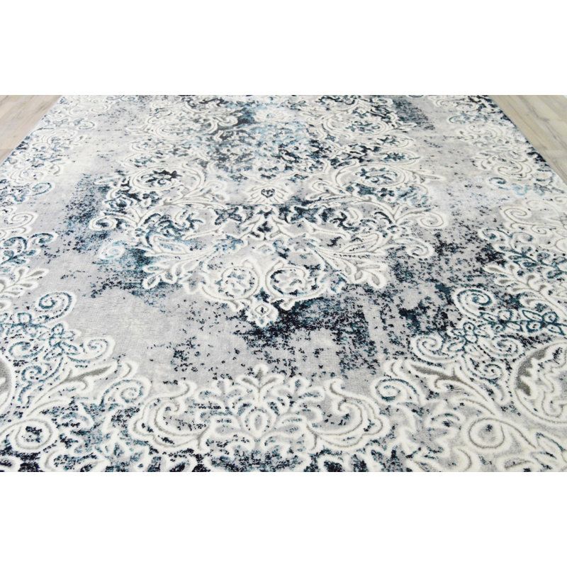 Tapis bleu marine Mullikin, Rectangle 5 pi 3 po x 7 pi 6 po