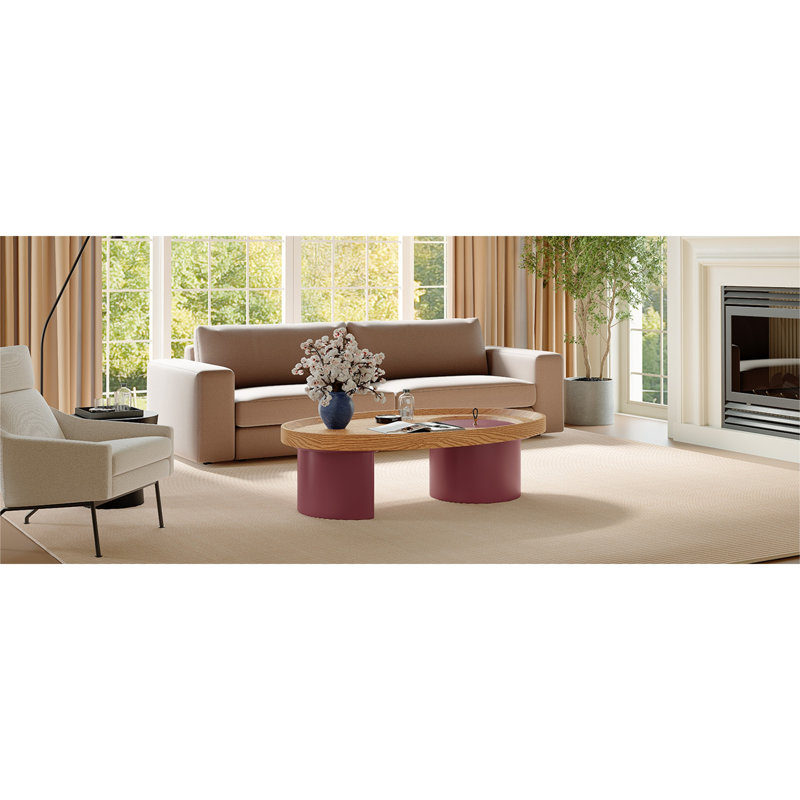 Table basse ovale en bois avec rangement