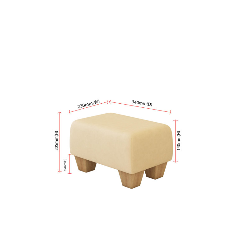 Manufactured Wood Accent Stool, Natural, Style Leather, Ivory Cream
