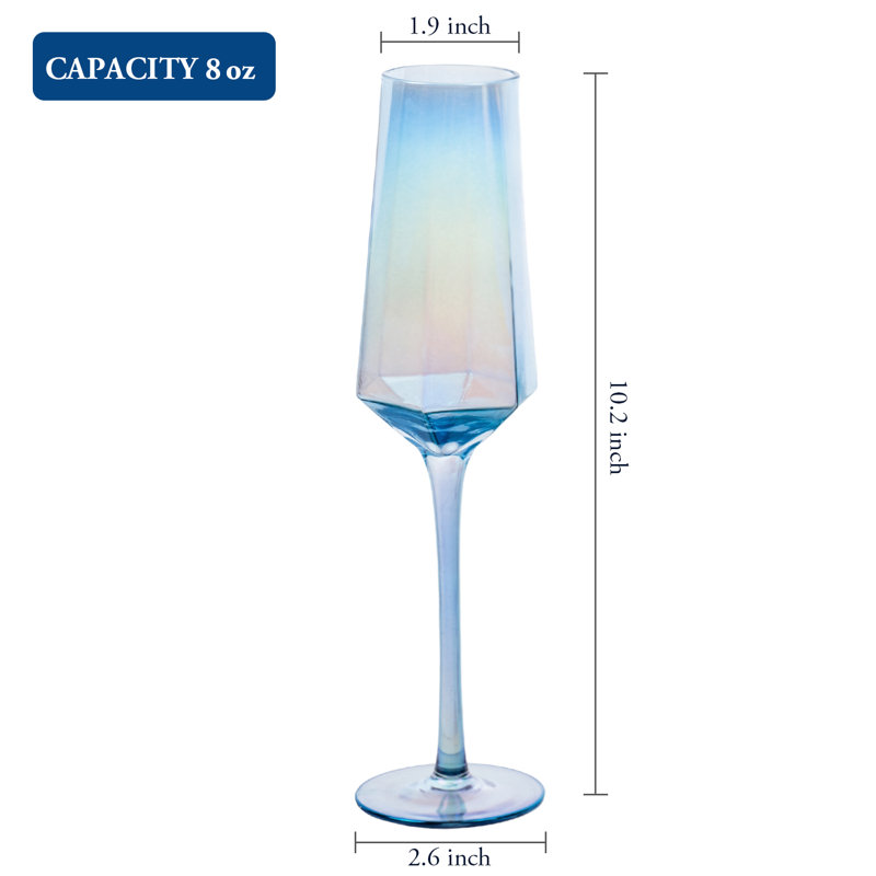 Blue Champagne 236.6ml Glass Flute 