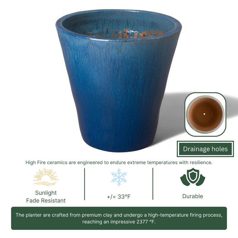 Lowden Handmade Ceramic Planter, 26" H x 26" W x 26" D, Blue