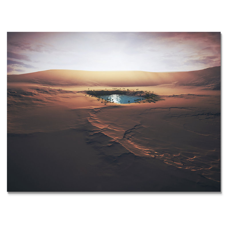 «Small Oasis Middle Sandy Desert», art mural sur toile traditionnel, H 8 po x l 12 po x P 1 po, Toile tendue