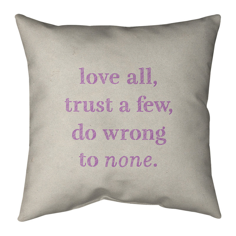 Housse de coussin en lin à l’écriture, 14 po x 14 po, Beige / violet