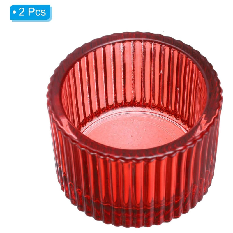 Ensemble de 2 bougeoirs en verre rouge