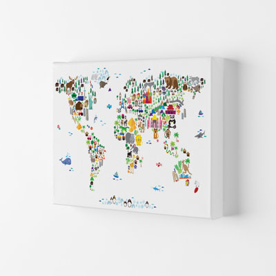 Animal Map of the World Nursery by Michael Tompsett - 1 Piece Wall Art