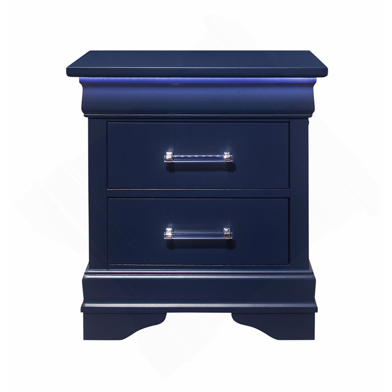 Table de chevet bleue avec DEL