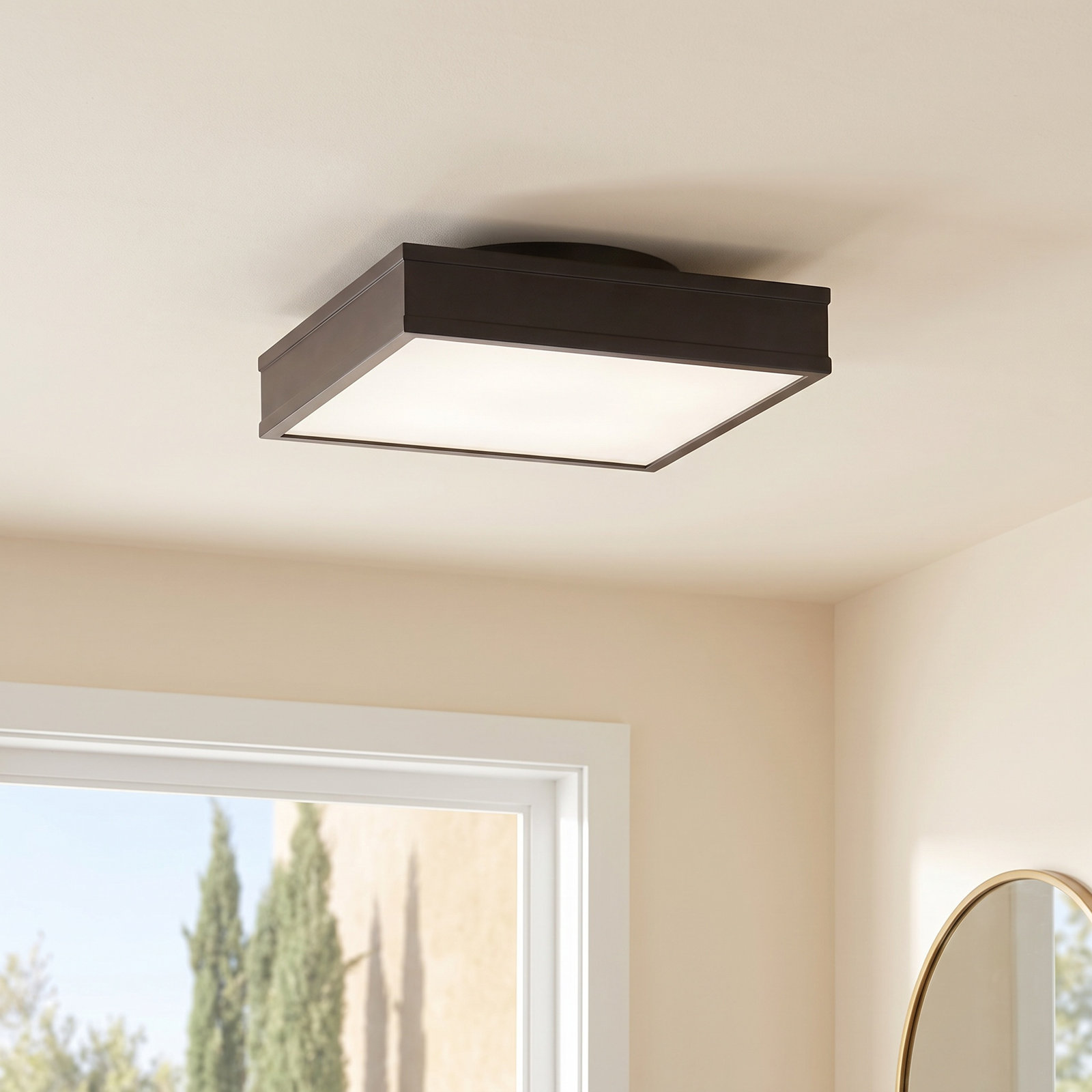 Radcliff Single Light Flush Mount, 4" H x 16" W x 16" D, Aged Iron