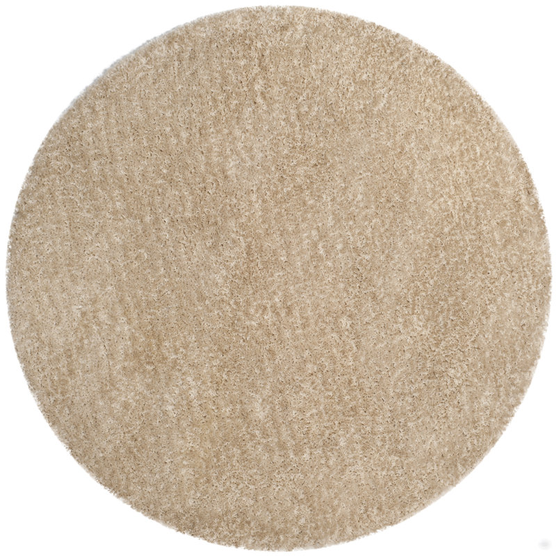 Arshika Toronto Shag Hand Tufted Performance Solid Color Rug, Round 5'