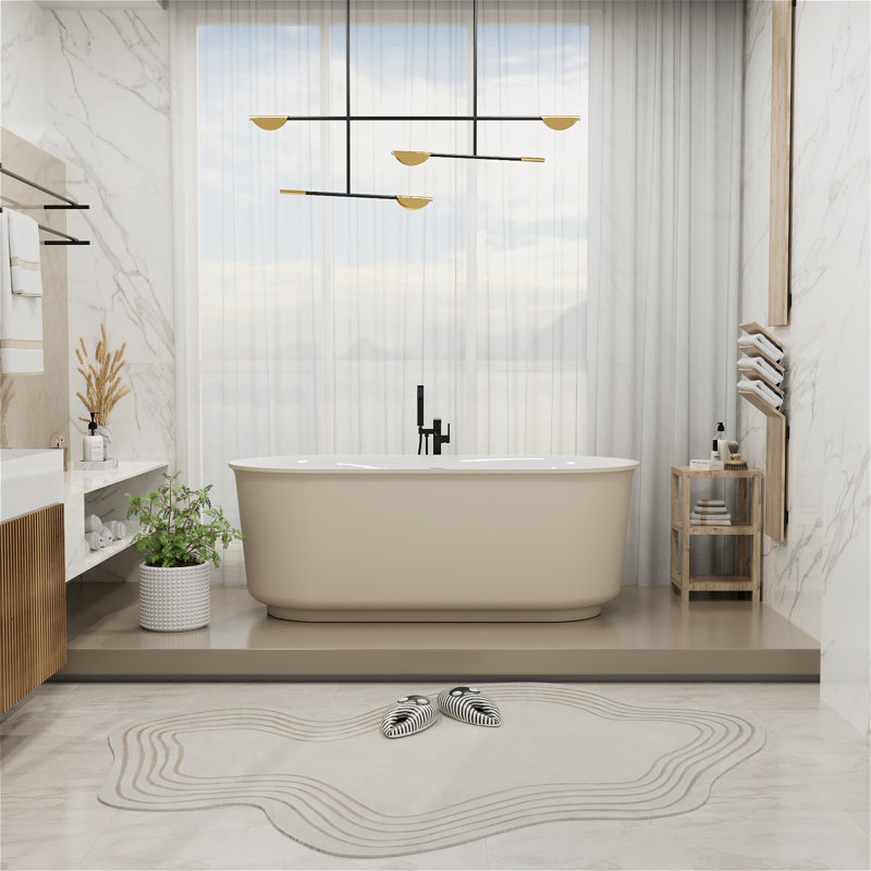 Colour 59'' x 27.56'' Soaking Bathtub, Khaki