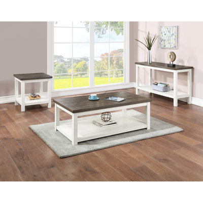 Style Table de bout brune et blanche avec plateau carré, fabrication en bois pour le salon en bois blanc, espace contemporain