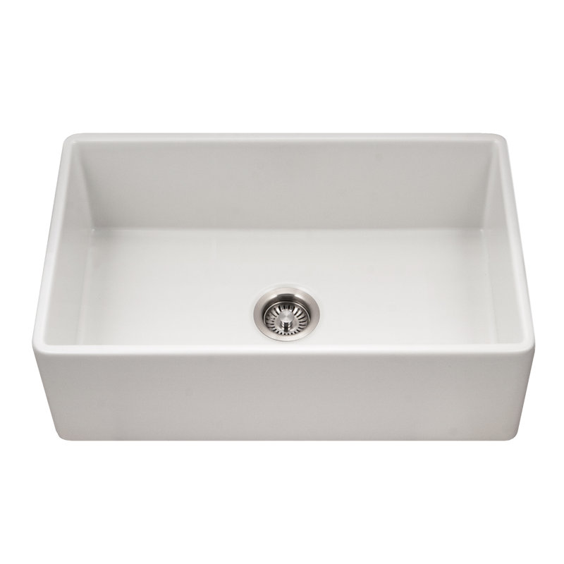 Houzer 18'' W Single Bowl Fireclay Farmhouse Kitchen Sink 0