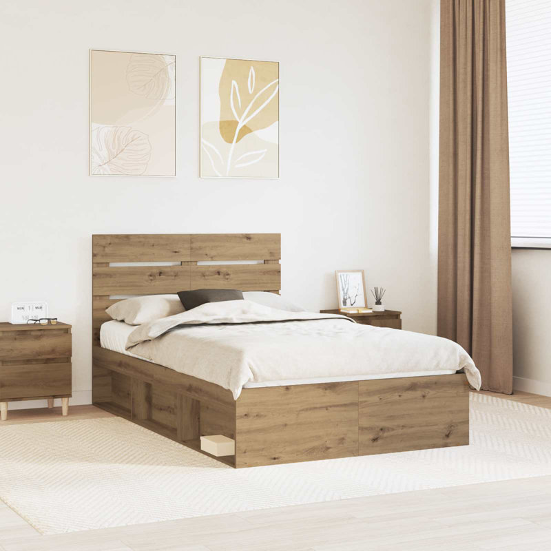 Solid Wood Bed, Small Double (4'), Artisian Oak