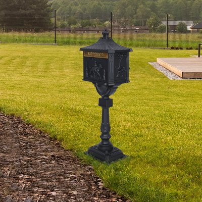 Postal Box, Black ,Cast Aluminum Mail Box
