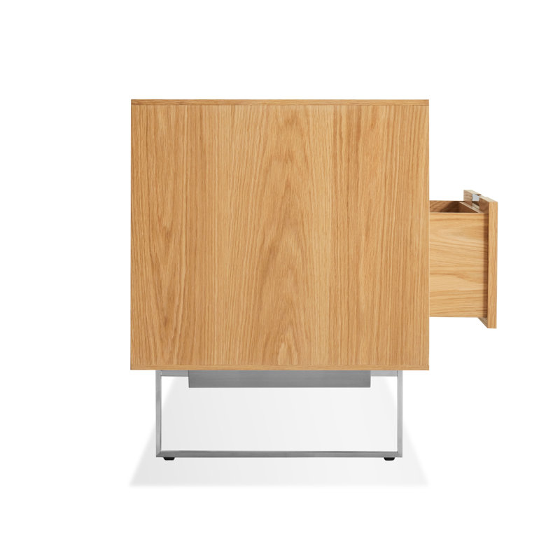 Series 11 Media Console, White Oak/Stainless Steel