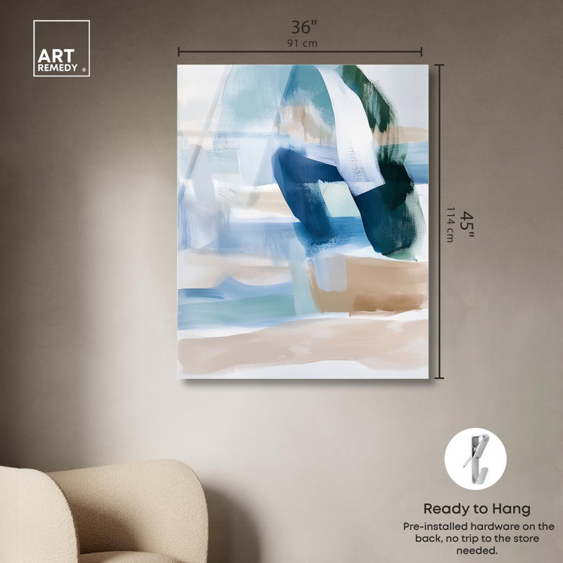 Impression d'art abstrait bleu, "Scombred Skies II" par Art Remedy, H 45 po x l 36 po