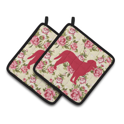 Cuisinier poignée roses shabbys de la caroline de trésors Curly Coated Retriever
