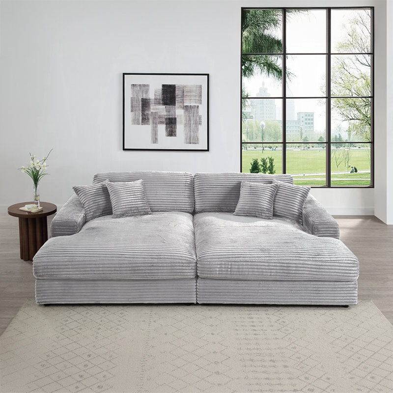 Canapé modulaire Hilde avec 4 coussins Hilde, Gris clair