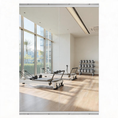 2-Piece 55 x 21 Inch Home Gym Mirrors, Frameless Full Length Wall Mirror with 4 mm Tempered Glass, HD Workout Mirror for Home Gym, Yoga Studio, Dance Room, Garage and Bedroom