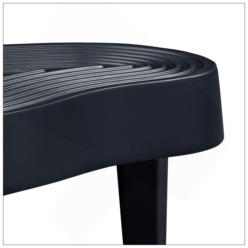 Table basse de 47,24 po en fibre de verre pour le salon, devant en relief noir mat du canapé, table centrale irrégulière pour appartement, aucun assemblage nécessaire