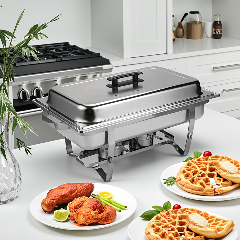 Ensemble de 2 plats en acier inoxydable pour la maison et l'extérieur Perossia - sans danger pour les aliments, empilable et pliable