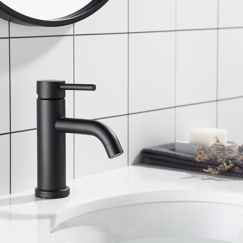 6.71" High Stainless Steel Single Hole Waterfall Faucet Matte Black Compliant Setup Aerated Flow Single Control For Fashionable Bathrooms Design Elegant