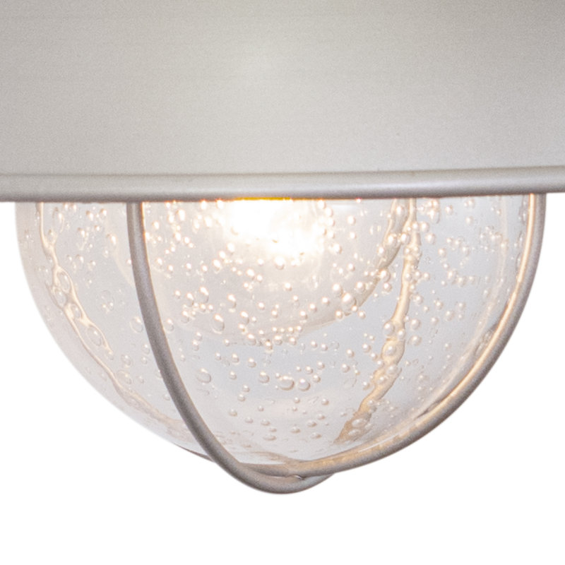 Mohnton 8 in. H 1-Light Brushed Nickel Coastal Outdoor Wall Sconce made of Durable Steel, Clear Seeded Glass Shade, LED Compatible, Use for Exterior Porch Patio Front Door or Garage