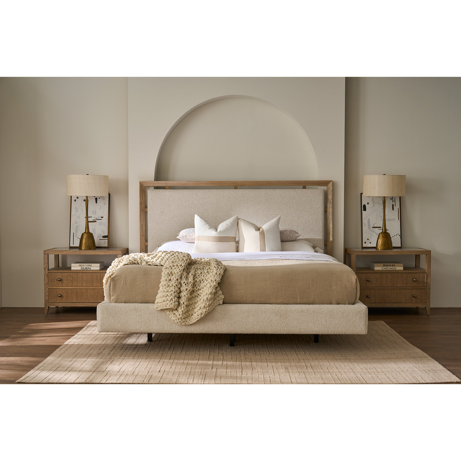 Caterina Upholstered Bed, King, Sheldon Ivory/Skylark